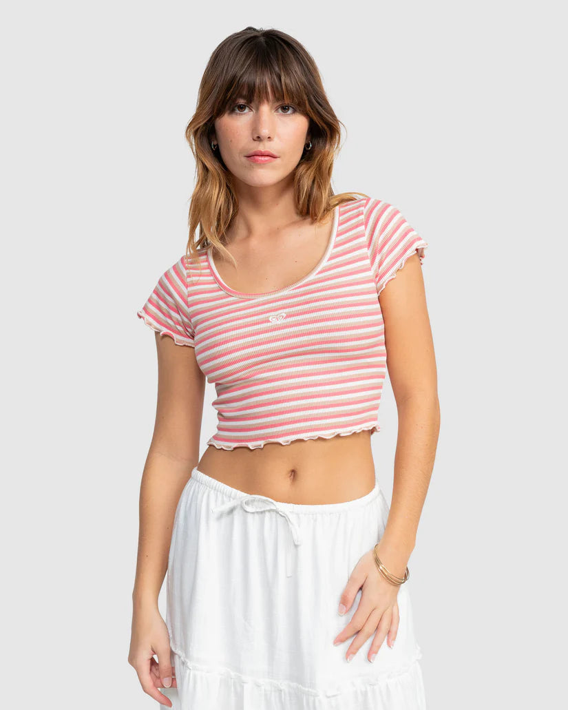 Roxy Mini Stripe SSFT - Egret Mini Striped