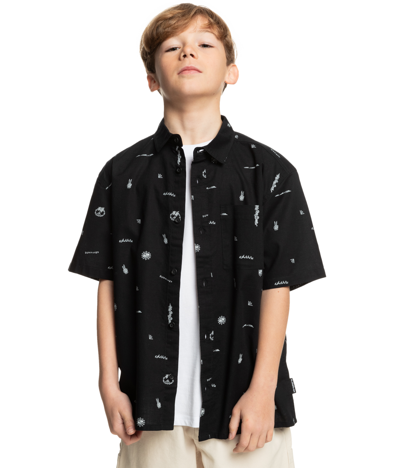 Quiksilver Peaceful Chaos Yth SS Shirt - Black/White